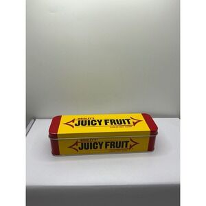 Wrigley's Juicy Fruit Chewing Gum Collectible Metal Tin Yellow Red Hinged Box